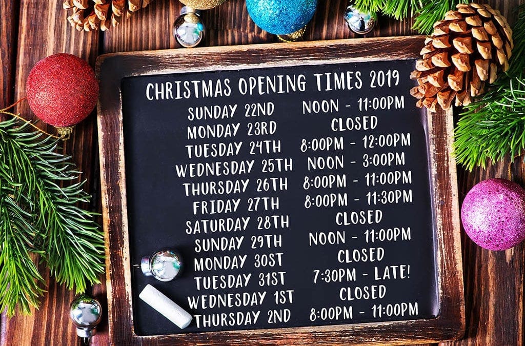 Christmas and New Year opening hours 2019