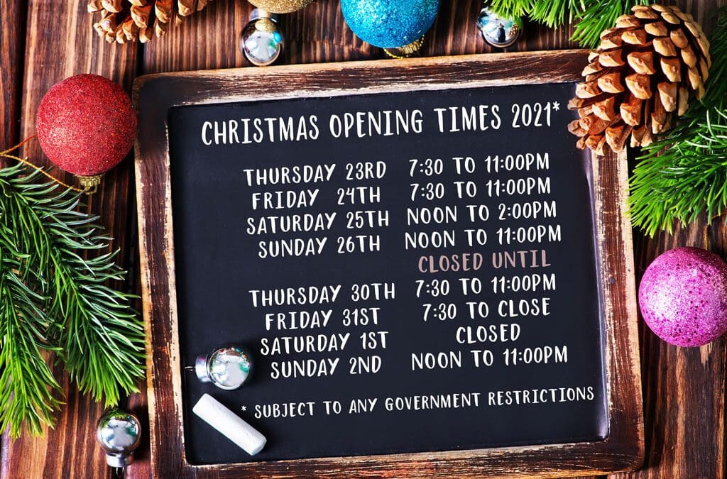 Christmas and New Year opening hours 2021